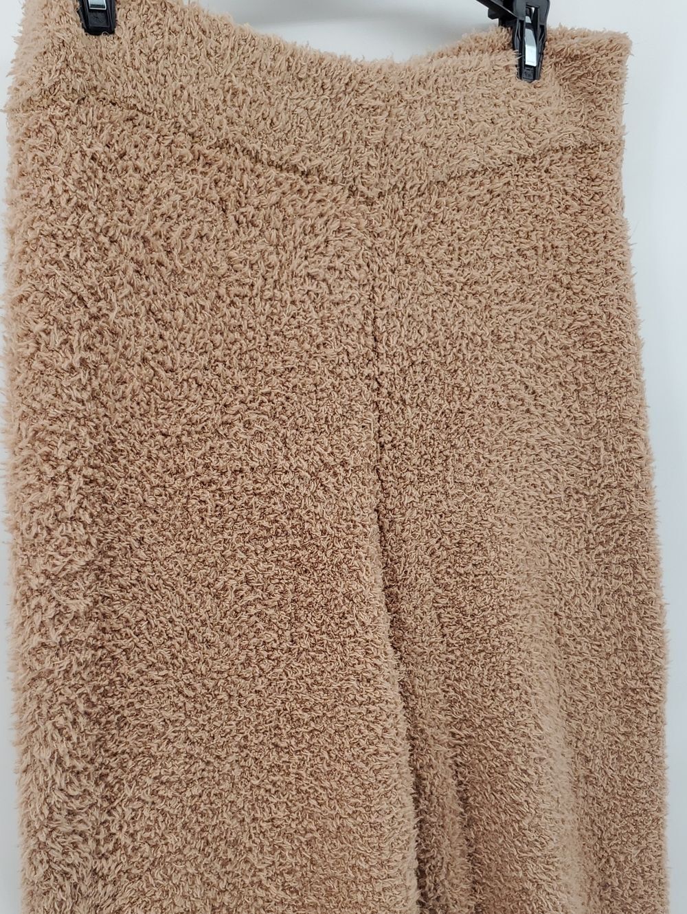 Plush Teddy Bear Sherpa | Wide-Leg Lounge Pants | Rose Gold Tan Cream | Size L